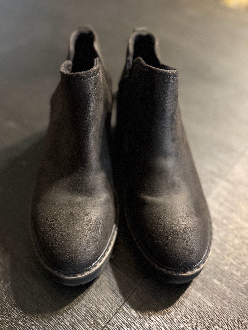 Crown Vintage Black Suede Chelsea Ankle Boots